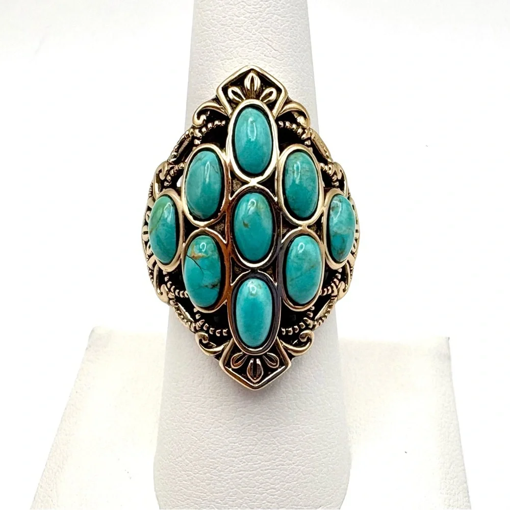 Studio Barse Turquoise Multi-Stone Oval Cluster Ring in Gold-Tone